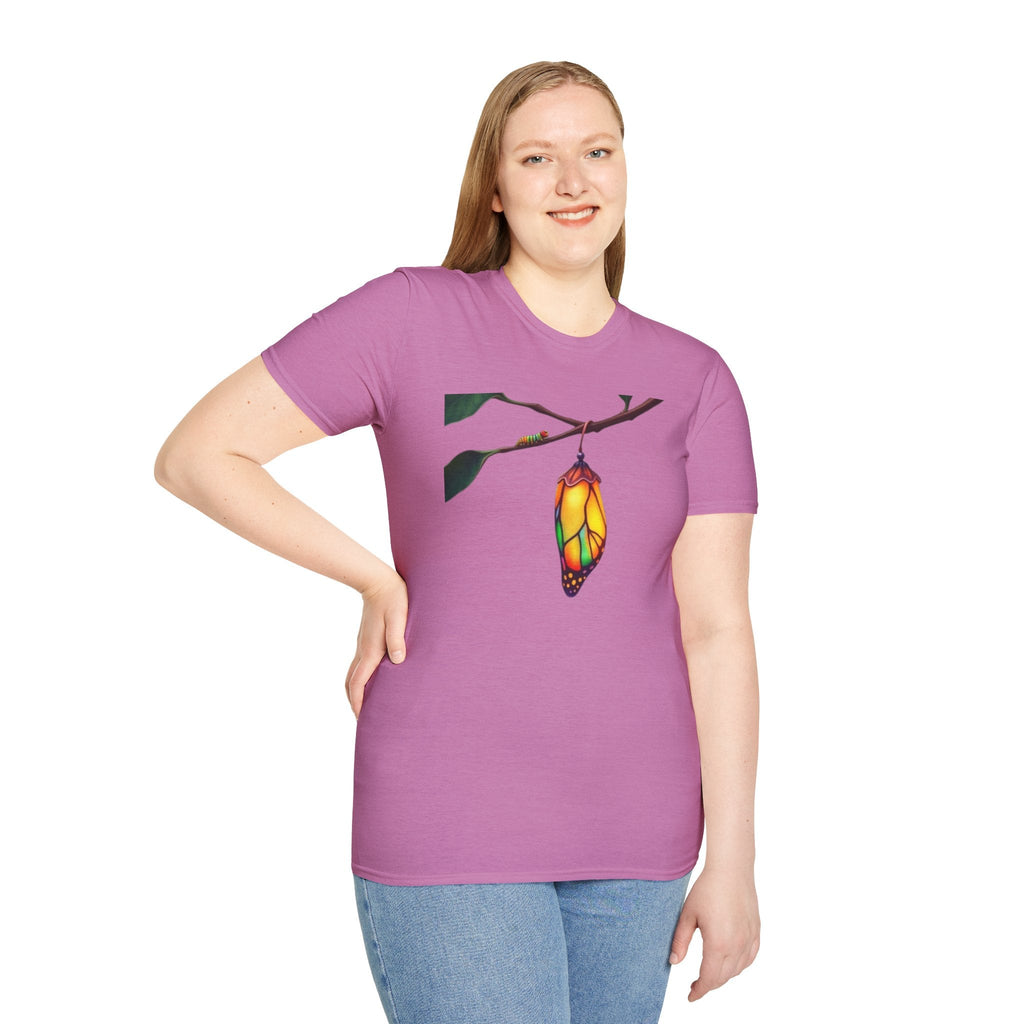 Rainbow Butterfly Cocoon Pride T-Shirt | Unisex Softstyle Tee - EqualiTees.Me