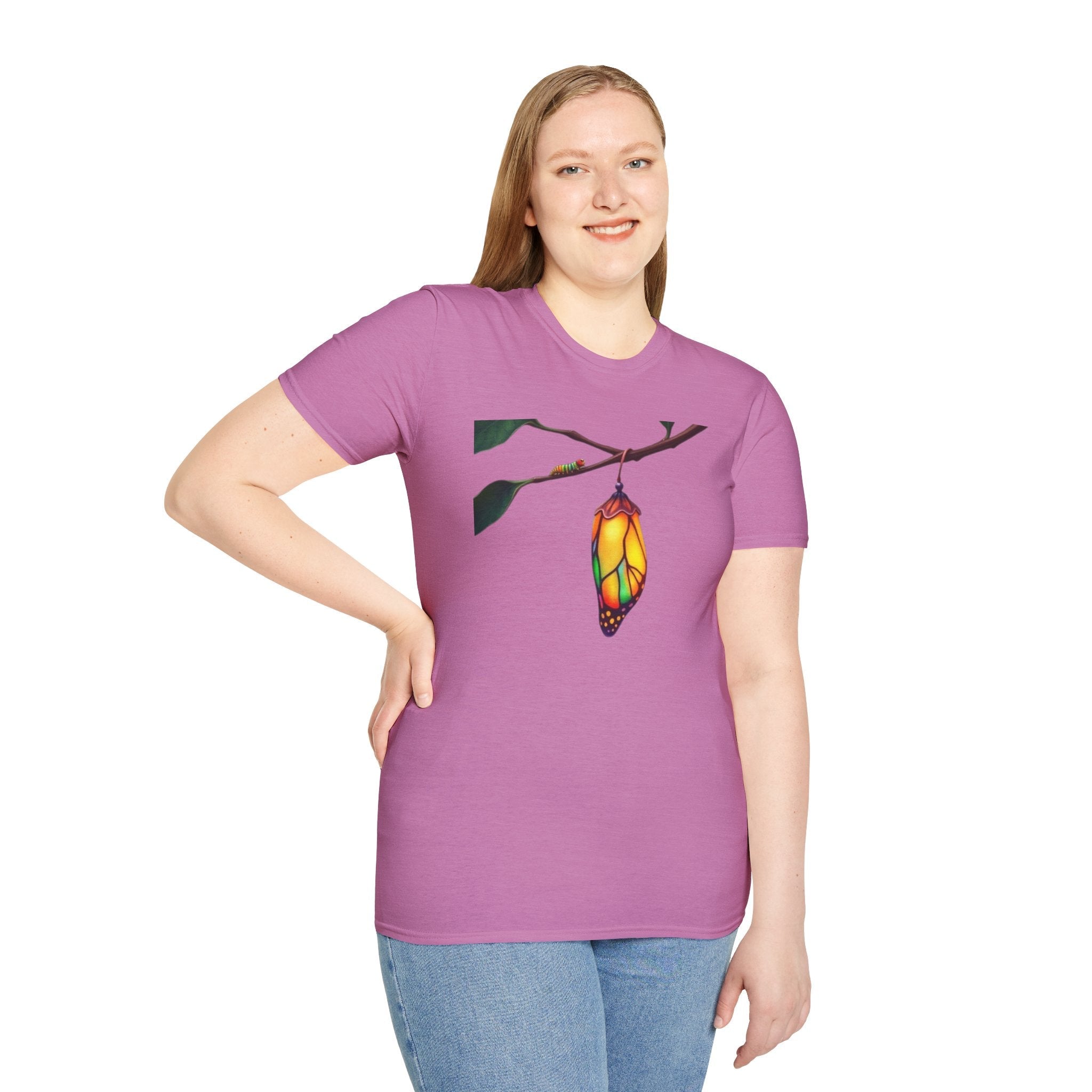 Rainbow Butterfly Cocoon Pride T-Shirt | Unisex Softstyle Tee - EqualiTees.Me