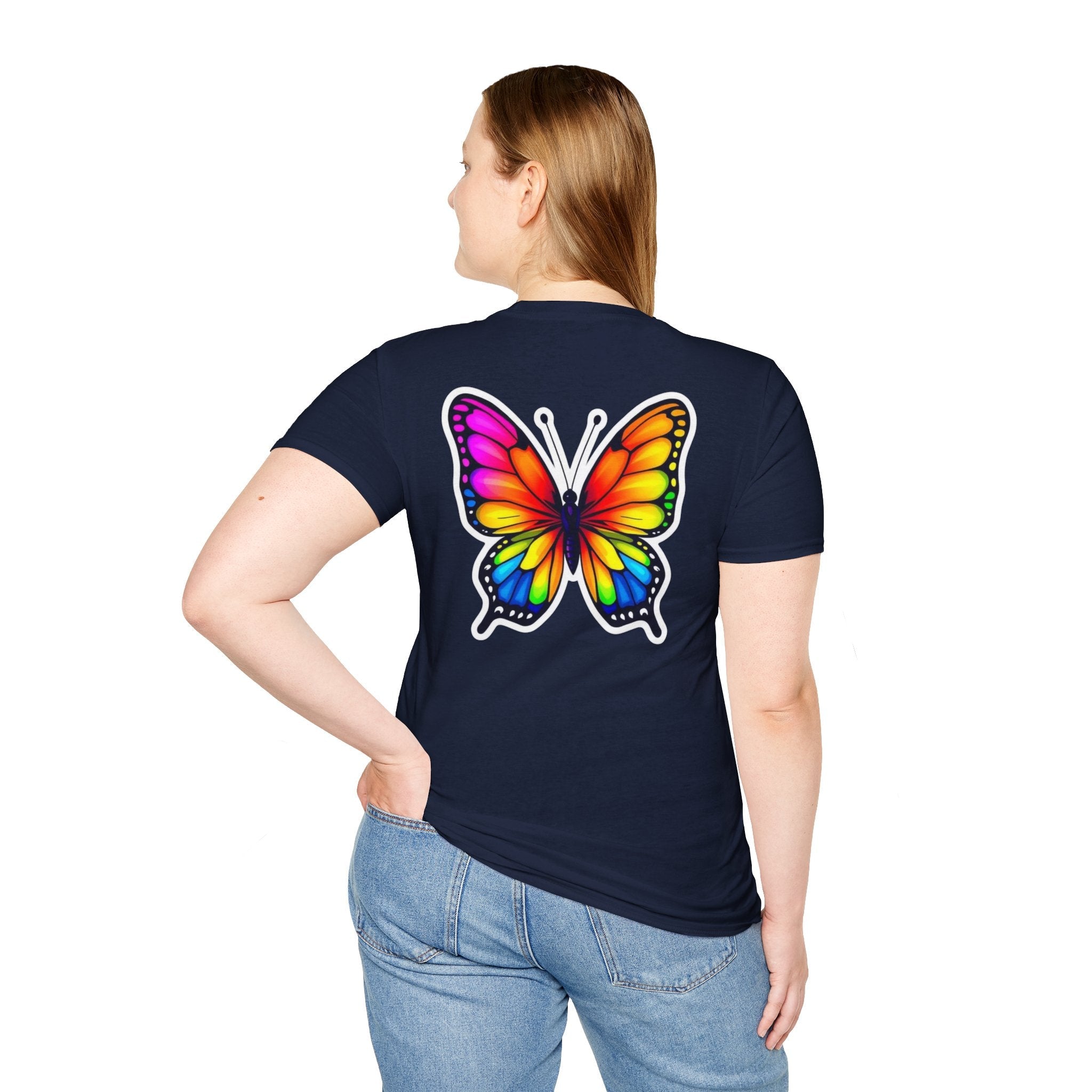 Rainbow Butterfly Cocoon Pride T-Shirt | Unisex Softstyle Tee - EqualiTees.Me