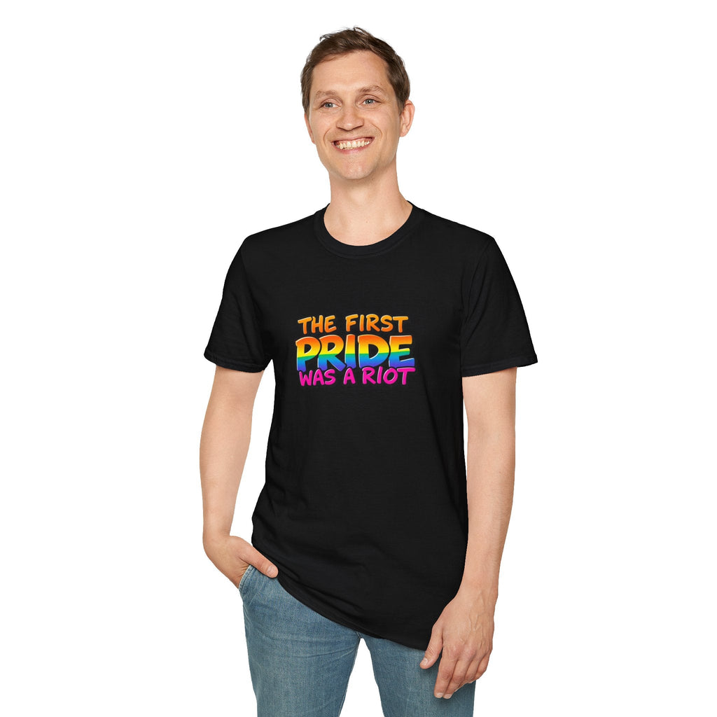 The First Pride Was A Riot Unisex softstyleTee - EqualiTees.Me
