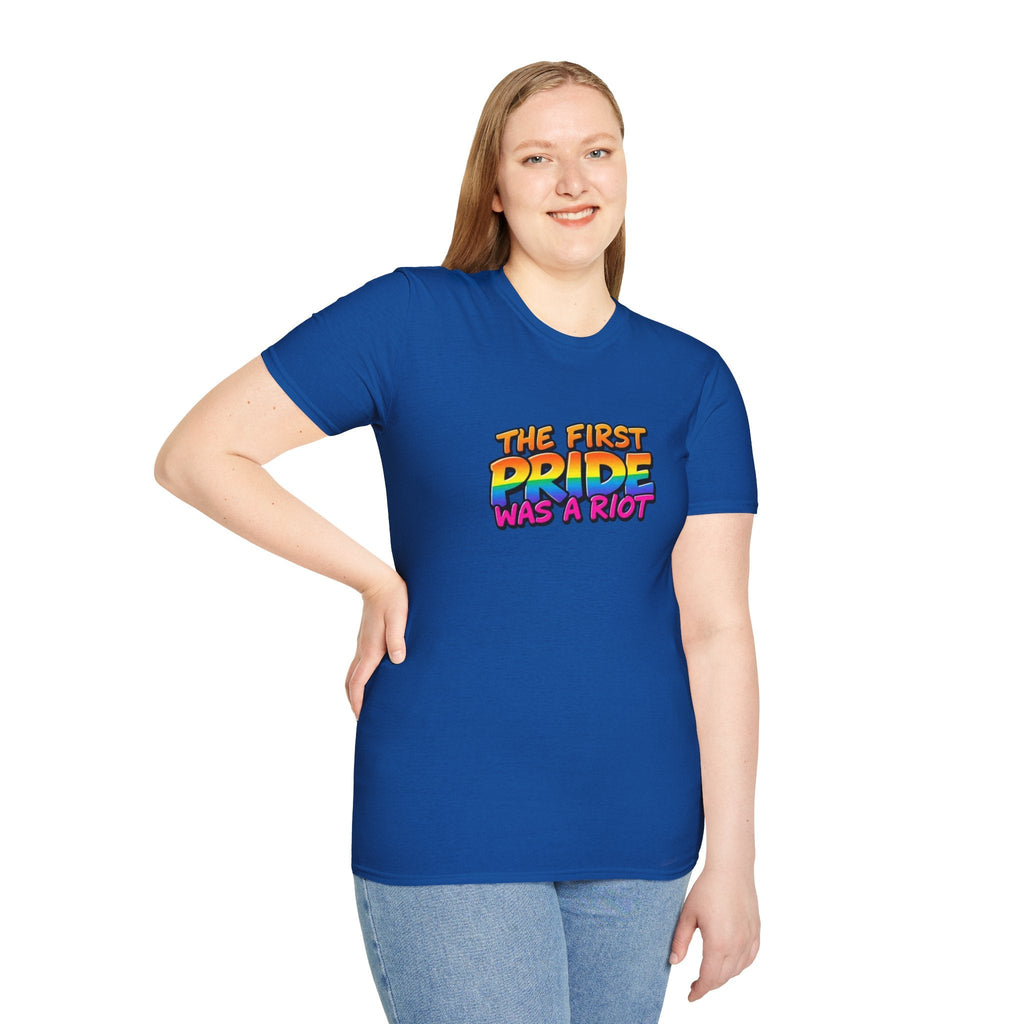 The First Pride Was A Riot Unisex softstyleTee - EqualiTees.Me