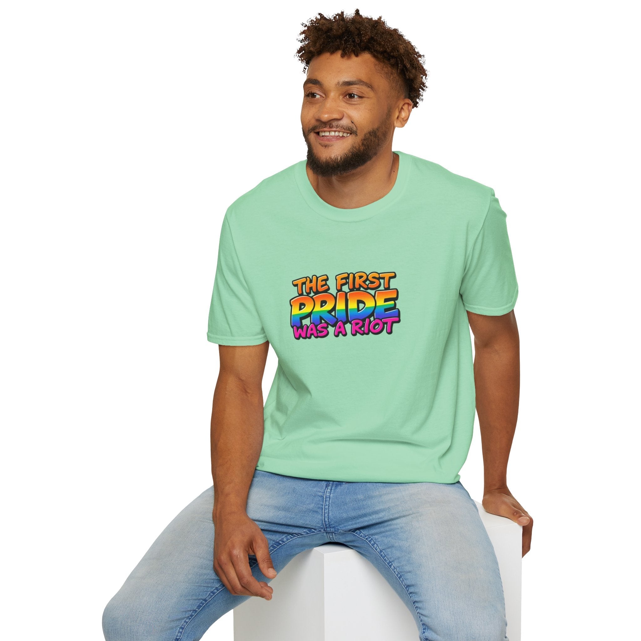The First Pride Was A Riot Unisex softstyleTee - EqualiTees.Me
