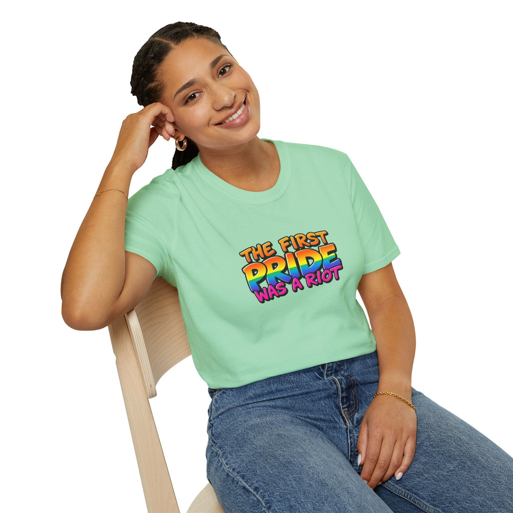 The First Pride Was A Riot Unisex softstyleTee - EqualiTees.Me