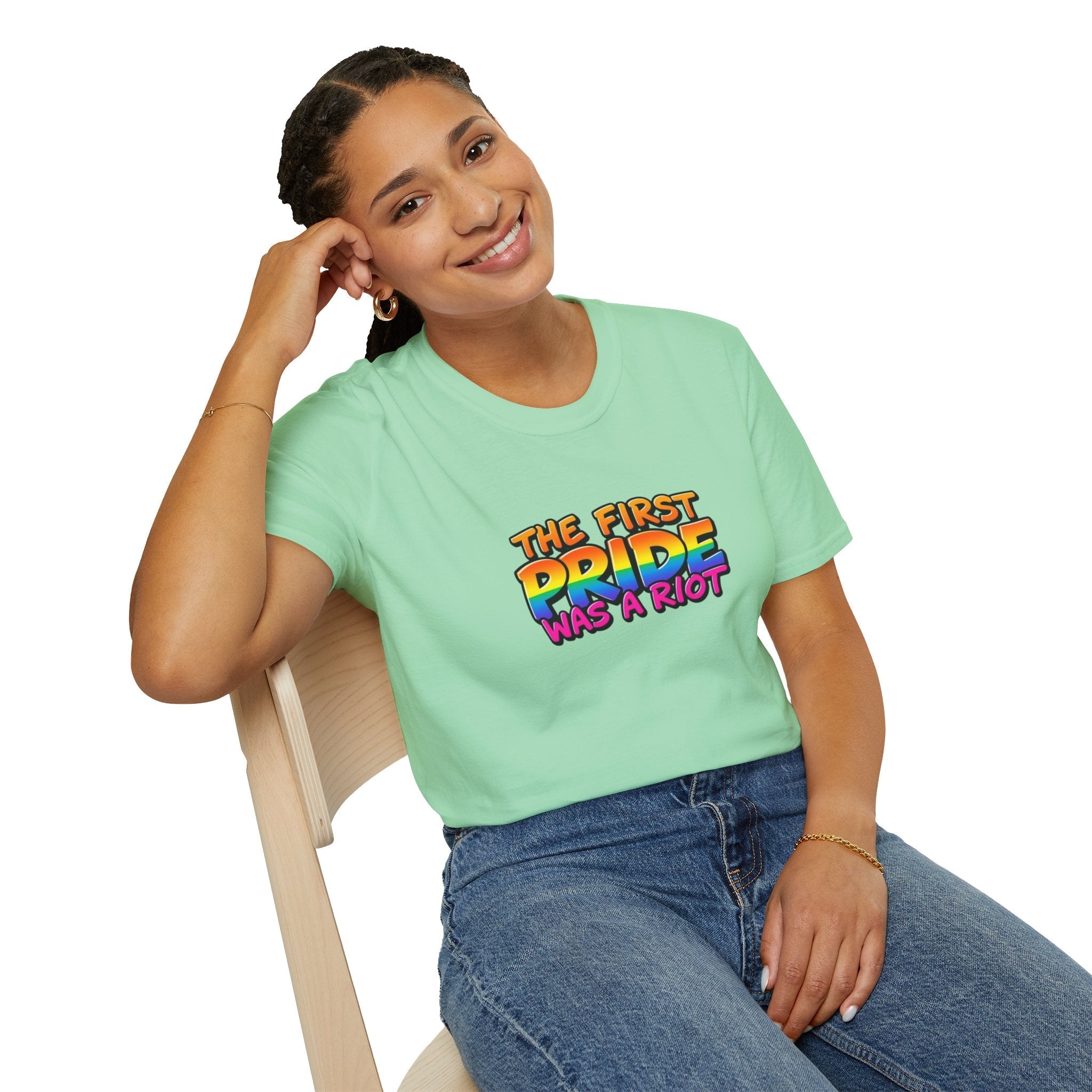 The First Pride Was A Riot Unisex softstyleTee - EqualiTees.Me