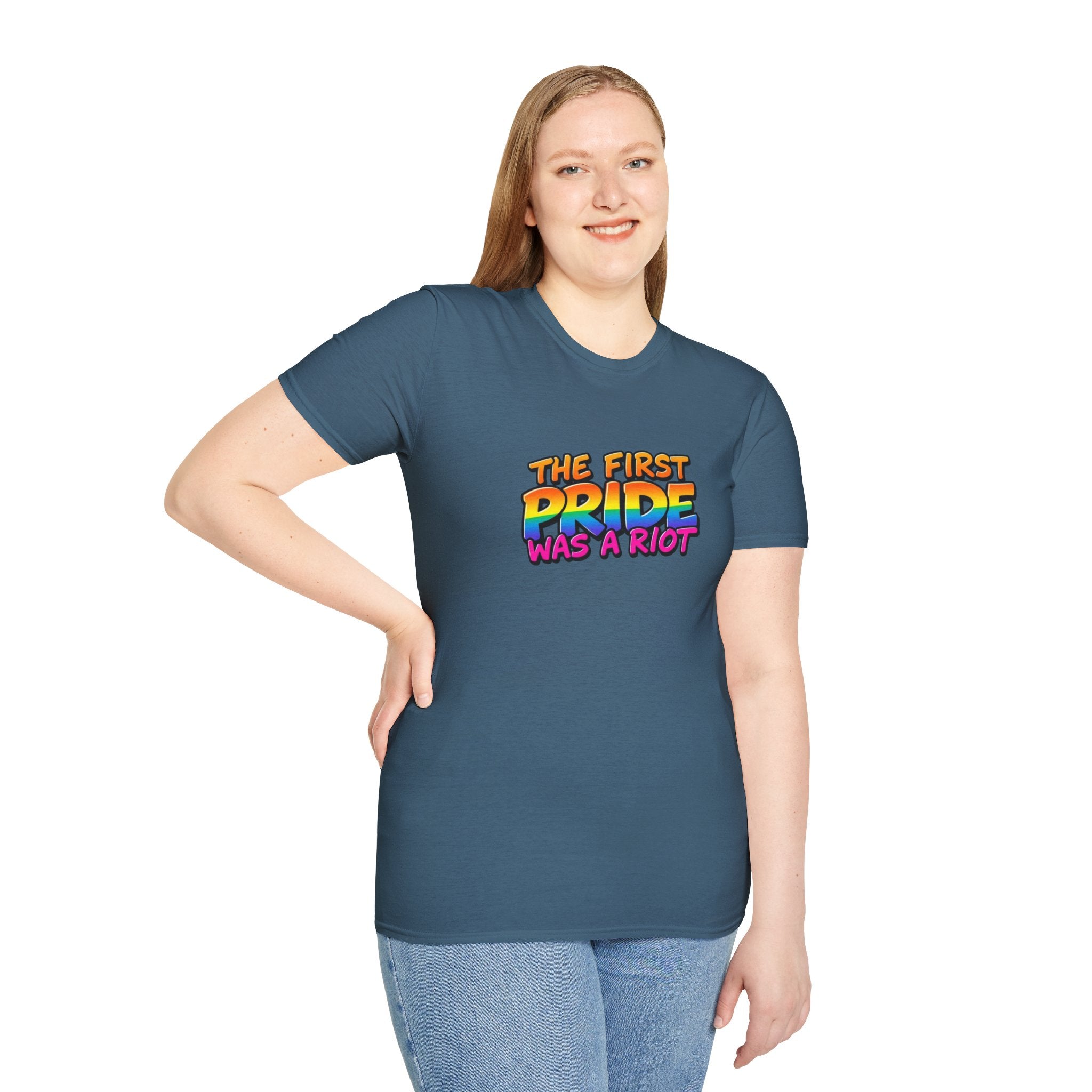 The First Pride Was A Riot Unisex softstyleTee - EqualiTees.Me