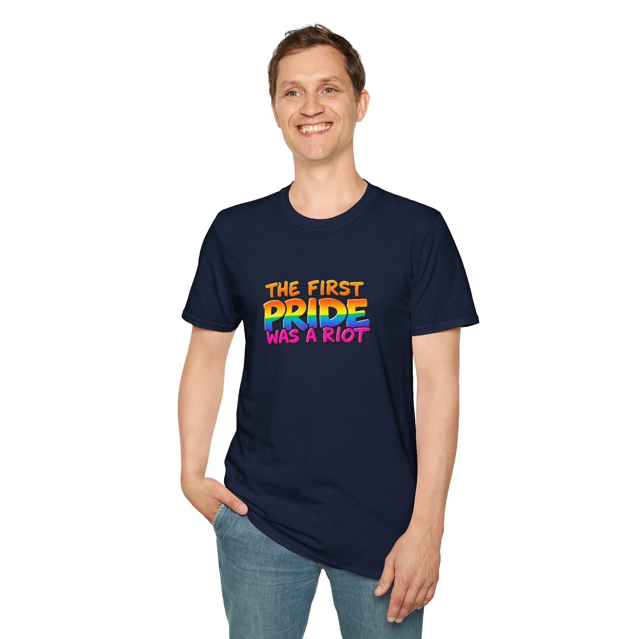 The First Pride Was A Riot Unisex softstyleTee - EqualiTees.Me
