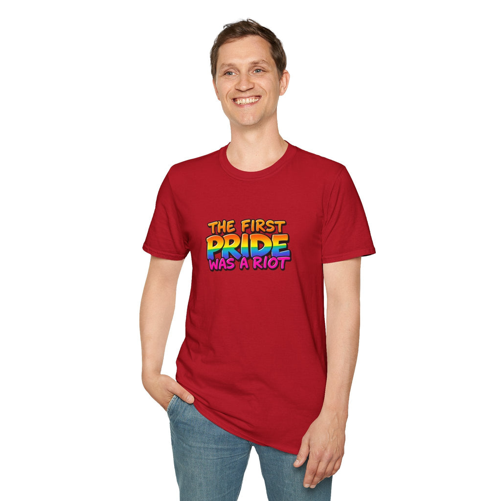 The First Pride Was A Riot Unisex softstyleTee - EqualiTees.Me