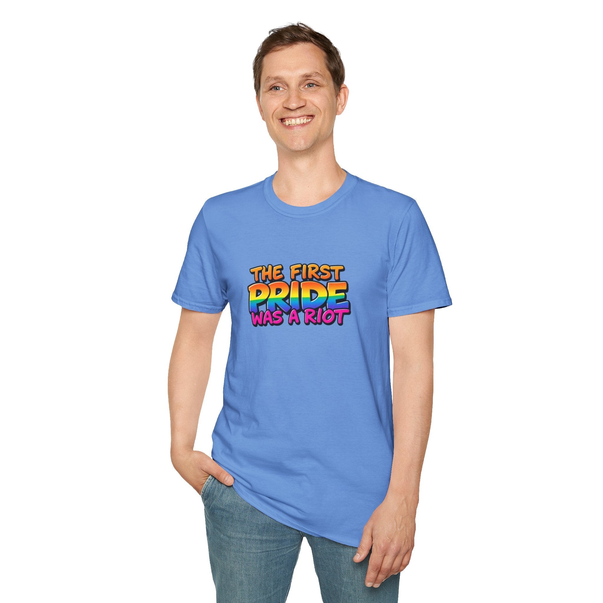 The First Pride Was A Riot Unisex softstyleTee - EqualiTees.Me