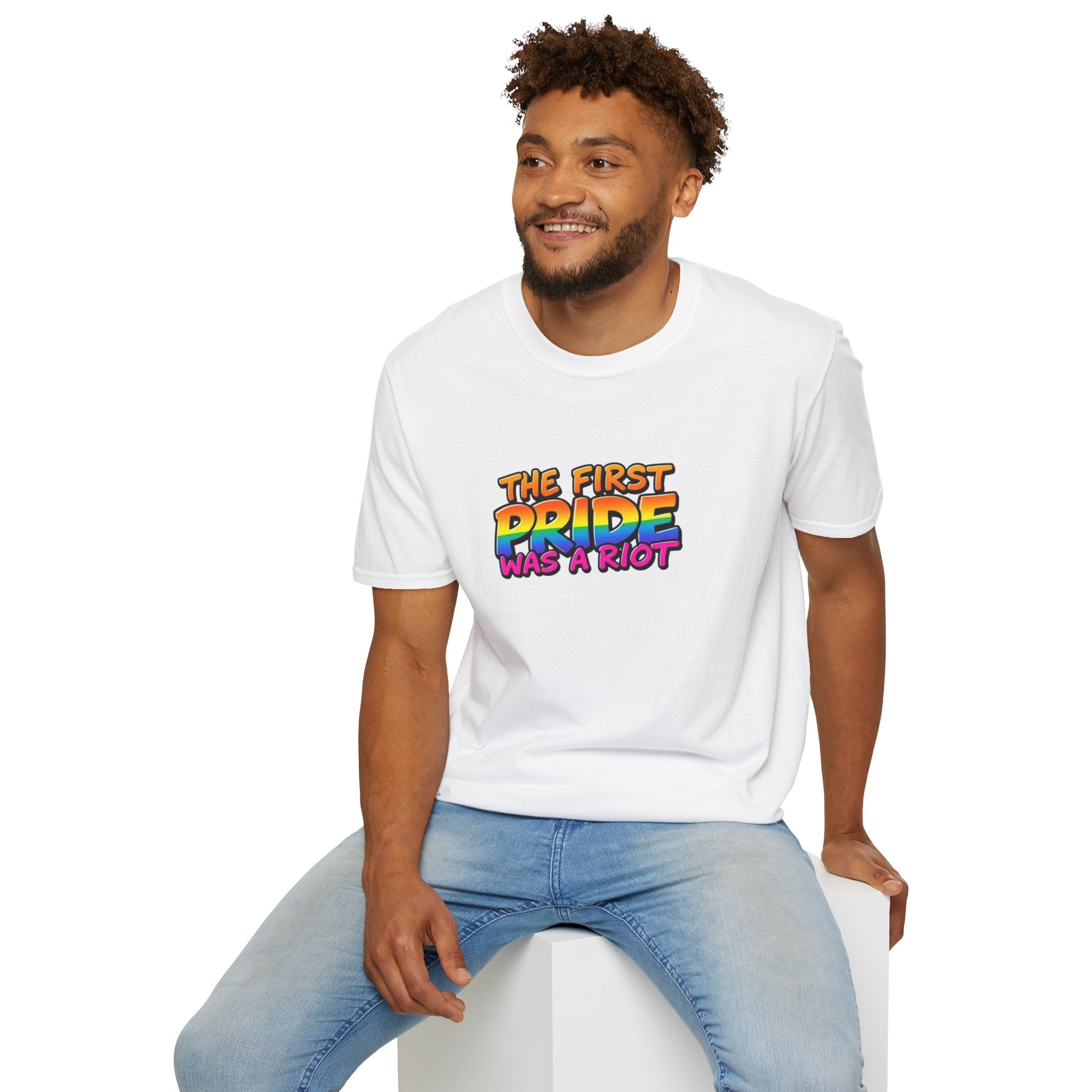 The First Pride Was A Riot Unisex softstyleTee - EqualiTees.Me
