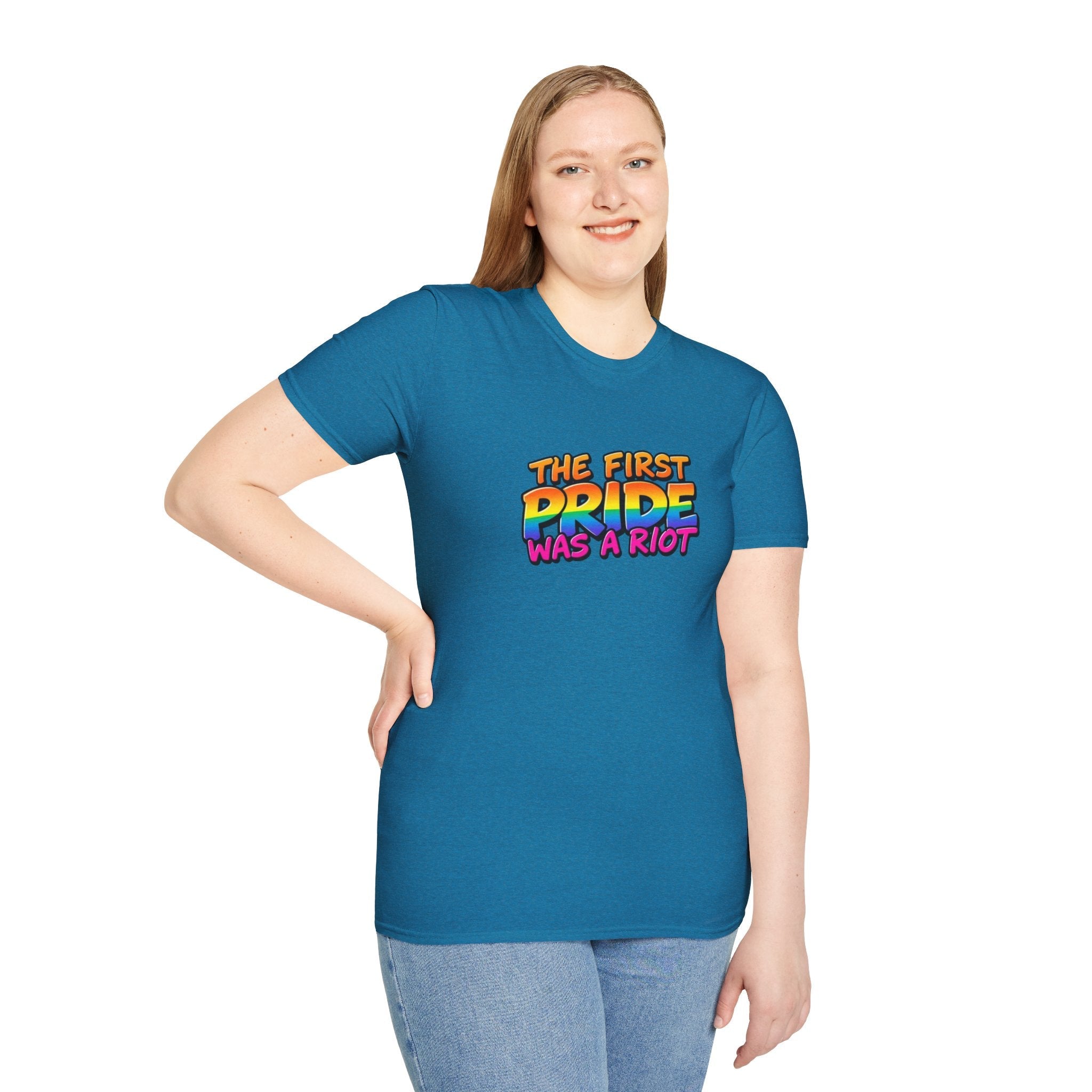 The First Pride Was A Riot Unisex softstyleTee - EqualiTees.Me