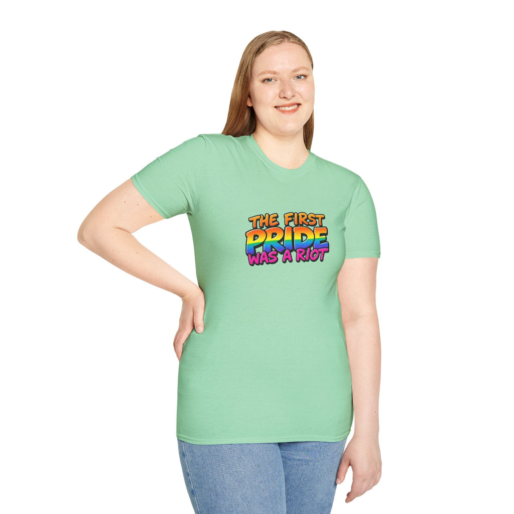 The First Pride Was A Riot Unisex softstyleTee - EqualiTees.Me