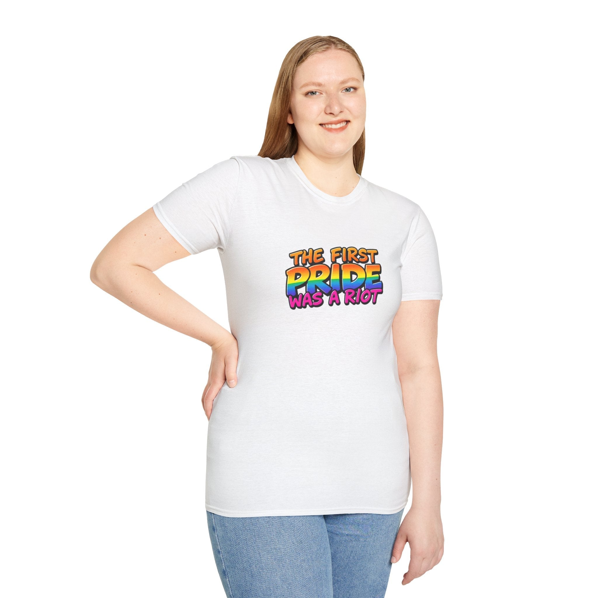 The First Pride Was A Riot Unisex softstyleTee - EqualiTees.Me