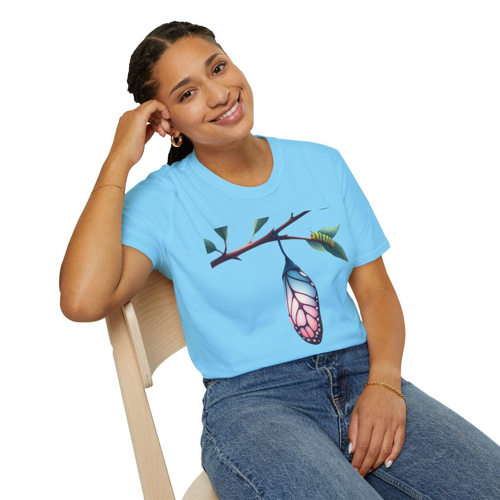 Trans Caterpillar to Butterfly Transformation T-Shirt, Unisex Graphic T-Shirt - EqualiTees.Me