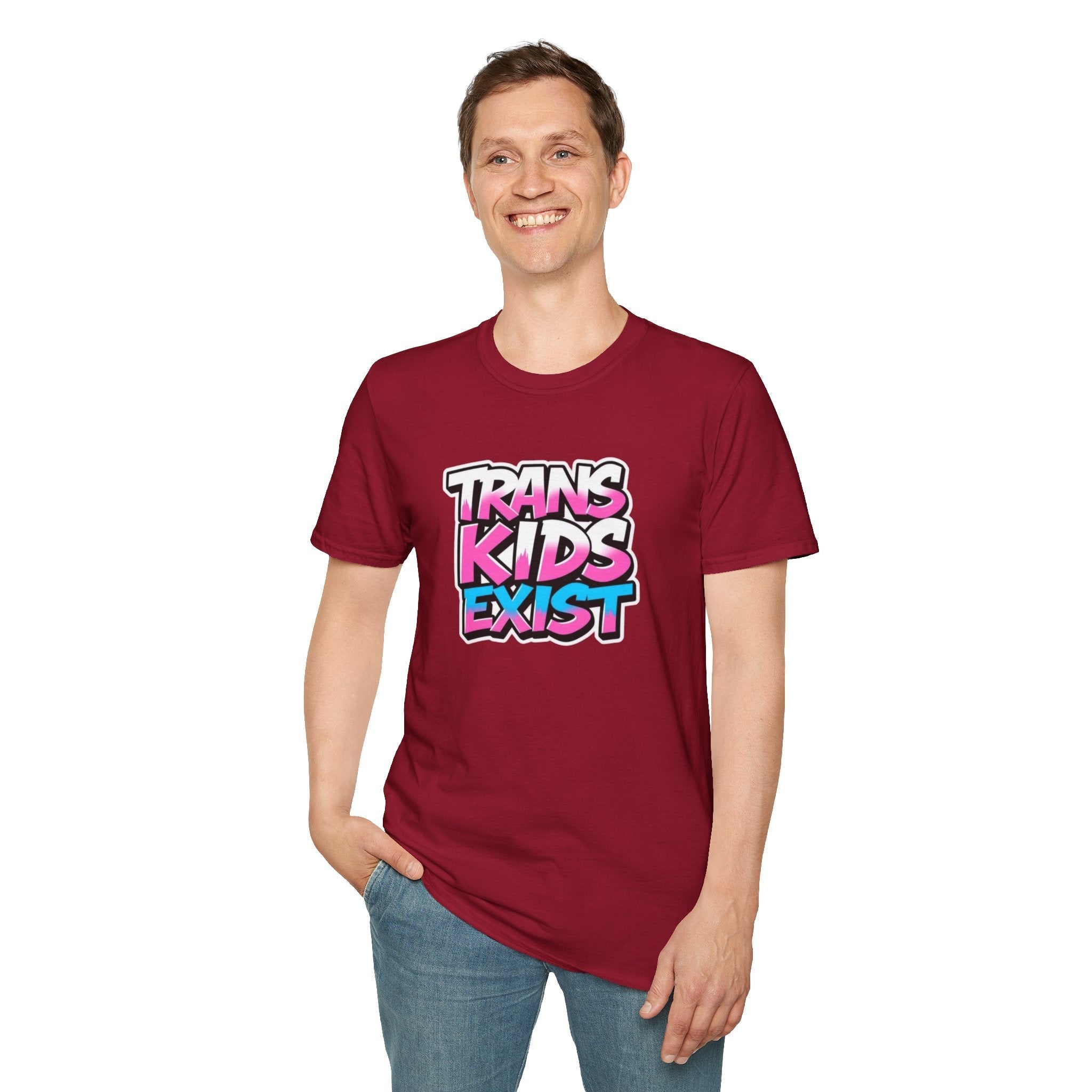 Trans Kids Exist Unisex Softstyle T-Shirt - EqualiTees.Me