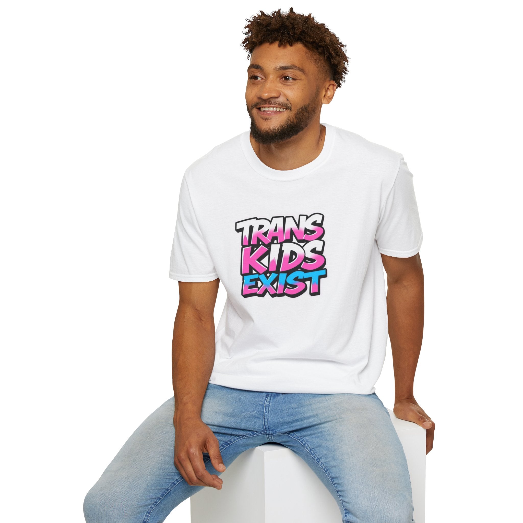 Trans Kids Exist Unisex Softstyle T-Shirt - EqualiTees.Me