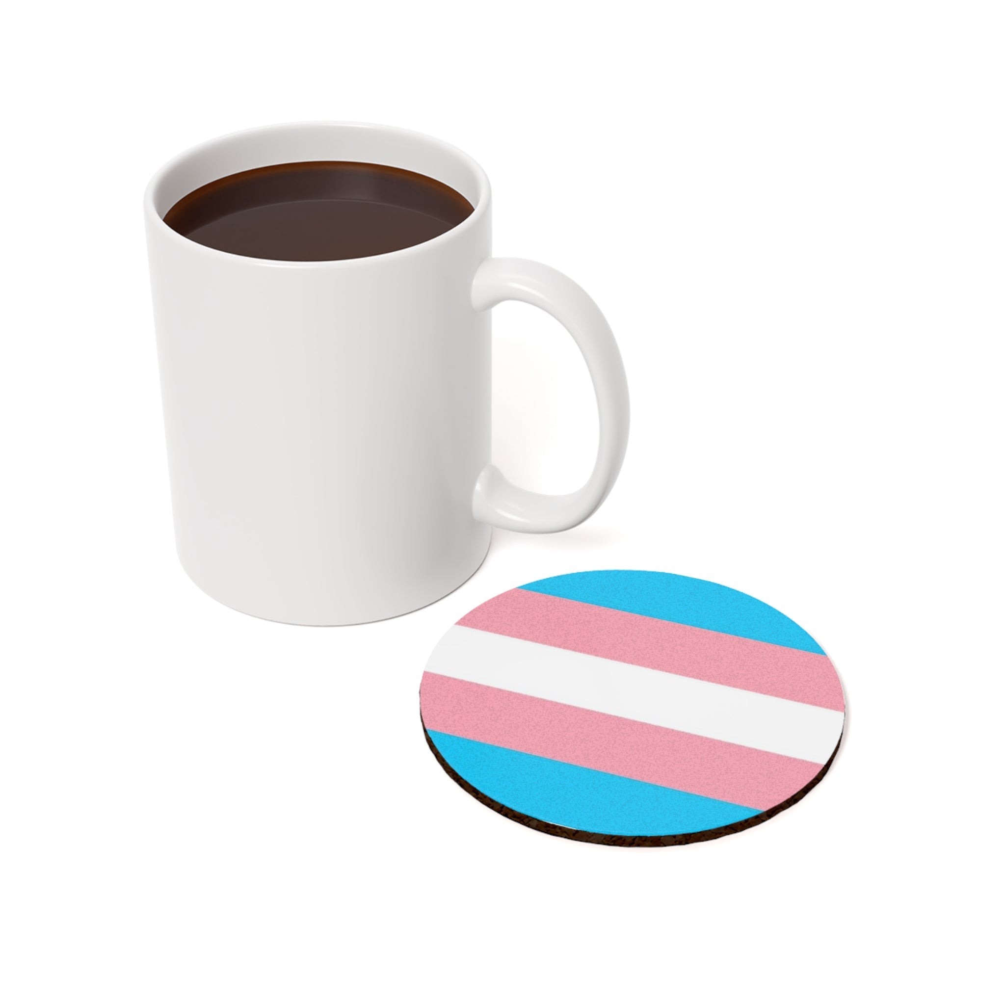 Trans Pride Cork Back Coaster - Supportive & Stylish Drinkware - EqualiTees.Me