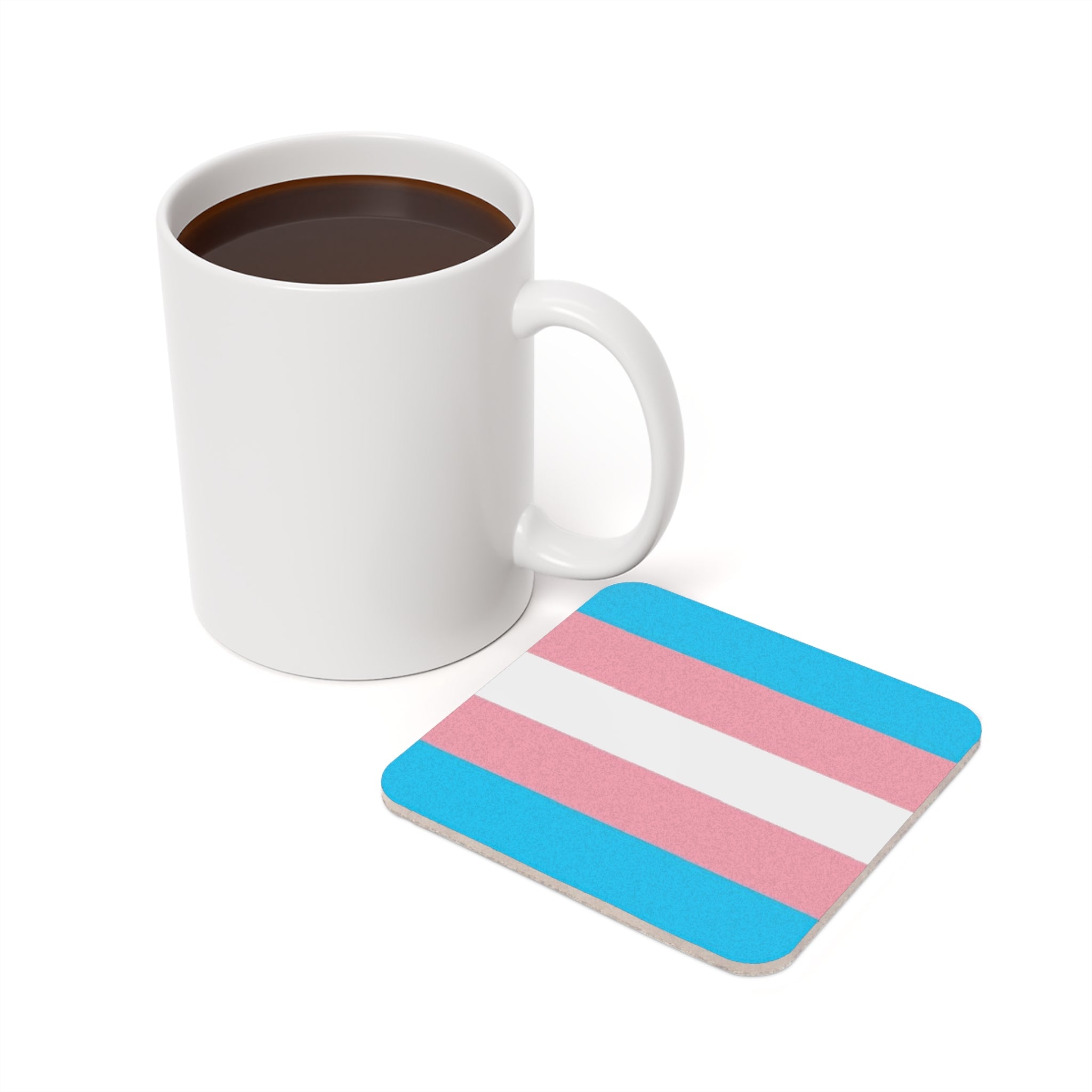 Trans Pride Cork Back Coaster - Supportive & Stylish Drinkware - EqualiTees.Me
