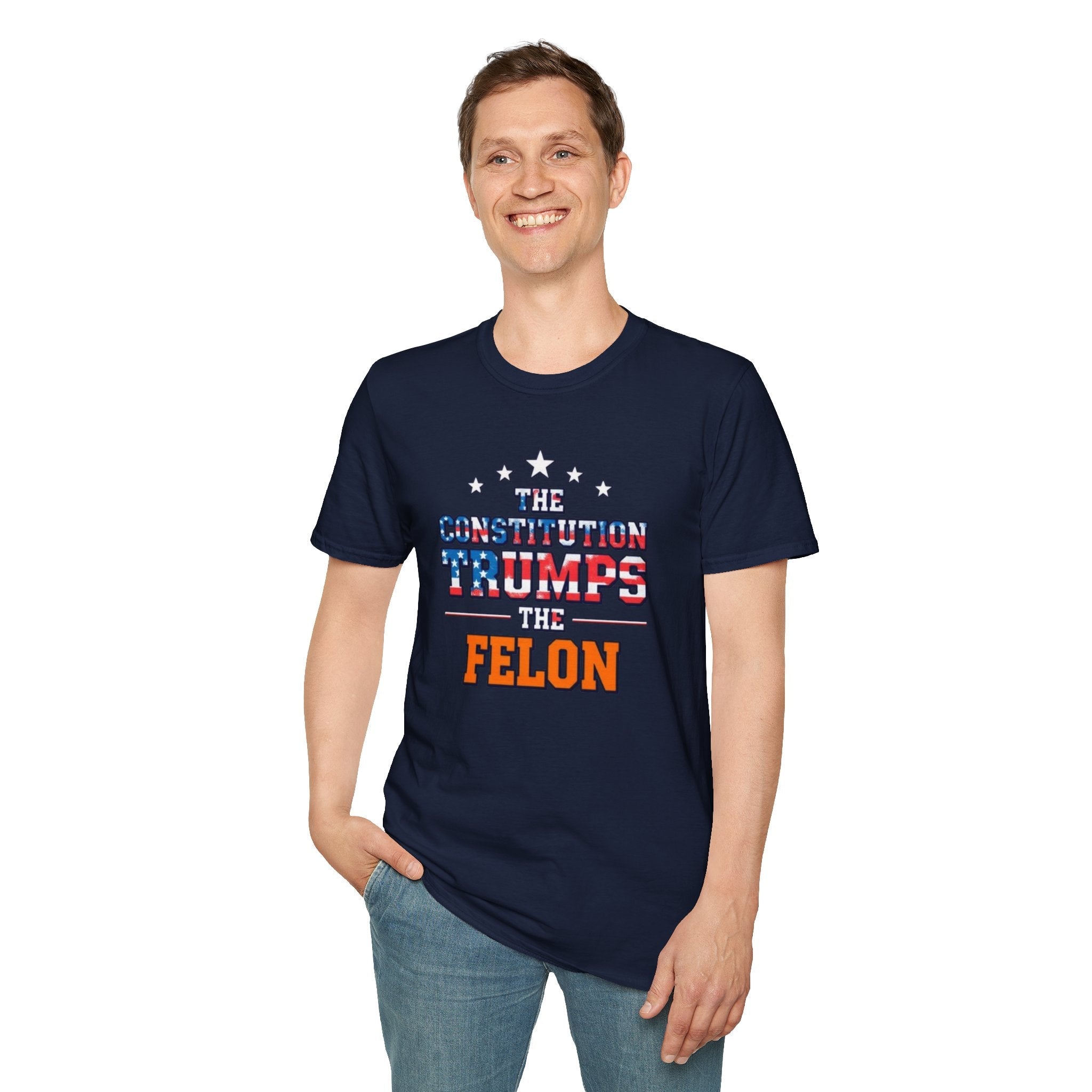 Unisex Patriotic T-Shirt - The Constitution Trumps the Felon - EqualiTees.Me