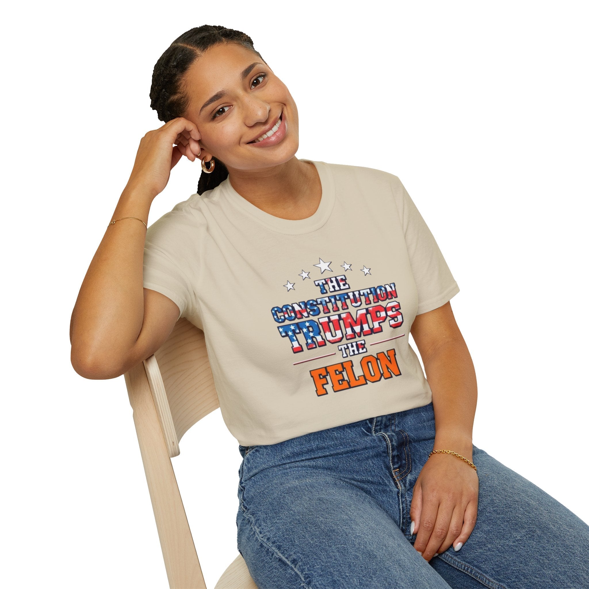 Unisex Patriotic T-Shirt - The Constitution Trumps the Felon - EqualiTees.Me