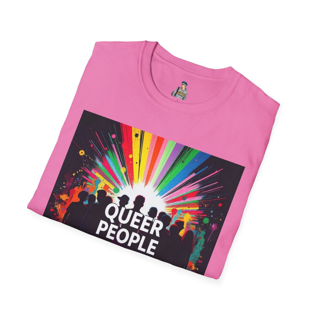 Unisex Softstyle T-Shirt - 'Queer People Belong Everywhere' Pride Graphic Tee - EqualiTees.Me