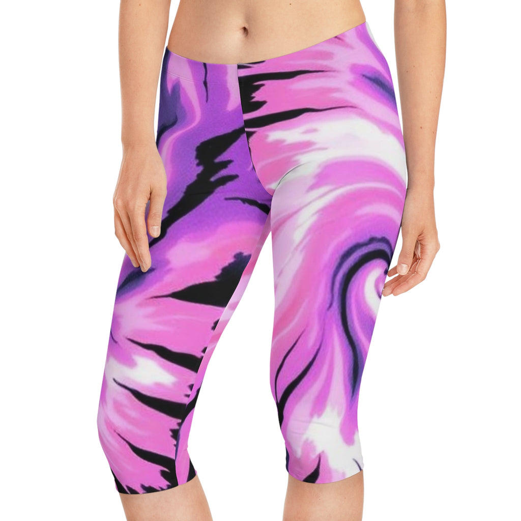 Vibrant Swirl Women's Capri Leggings - Stylish & Comfy Activewear - EqualiTees.Me