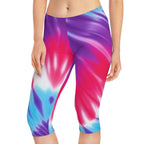 Vibrant Tie - Dye Capri Leggings for Women - Colorful Comfort Wear - EqualiTees.Me